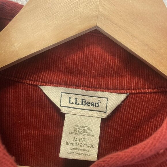 LL Bean Corduroy Jacket Womens Medium Petite PM Pockets Button Up Red Fall - Picture 3 of 16